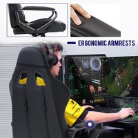 Chaise de jeu AJUNION avec support lombaire, chaise de course pivotante réglable, chaise inclinable en similicuir pour les joueurs sur PC et le bureau