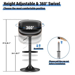 Có thể điều chỉnh thanh phân giữa thế kỷ hiện đại PU da bọc truy cập Chiều cao thanh phân nhà bếp đảo thanh phân với trở lại - Product Image 4