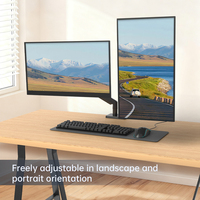 Support double moniteur KHCOOHOO avec technologie à ressort à gaz, en acier noir, pour écrans de 17 à 32 pouces, VESA 75/100, hauteur réglable, rotation à 360°, en stock