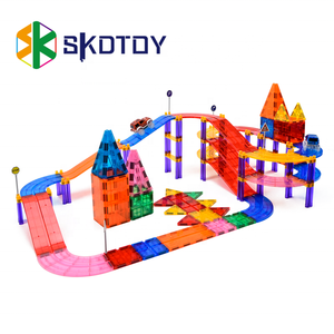 ชุดกระเบื้องแม่เหล็ก100ชิ้นสำหรับเด็กชุดติดตามการแข่งขันรถยนต์ใหม่สร้างบล็อคแม่เหล็กมหัศจรรย์3D <span class=keywords><strong>2</strong></span>ชิ้น - Product Image 4