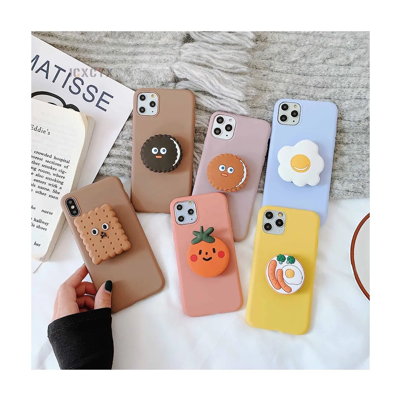 Funny 3D Phone Cases for iphone13 11 12 pro max xr xs max Cartoon Cute Mobile Phone Cover with Holder
