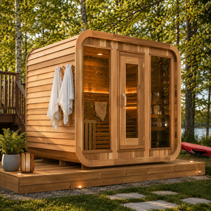 HG Custom Size 2-4 Person Outdoor Wooden Canadian Hemlock <b>Red</b> Cedar Home Garden Cabin - Product Image 2