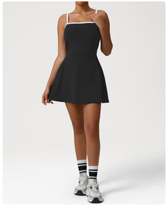 Rok tenis bantal tabrakan wanita, gaun Suspender olahraga luar ruangan, rok tenis pelangsing - Product Image 5