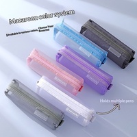 Sac à crayons en tissu filet transparent, style papeterie, en polyester et nylon durables, avec fermeture en plastique, pour cadeau ou promotion