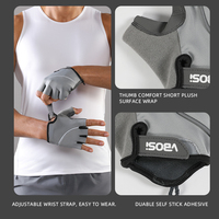 Gants de musculation, de cyclisme et de gym VBOSi 5204 antidérapants, demi-doigts, légers, respirants, avec grip en silicone