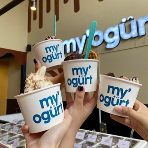 Custom Printed Ice Cream Paper <b>Cups</b> Biodegradable Dessert Bowls for Frozen Yogurt, Gelato, Sundae - Product Image 3