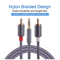 Charge Tressé Tresse Audio 2 En 1 Auxiliaire 3.5mm À 2 rca Mâle Jack Voiture Intelligente Stéréo Auxiliaire câble