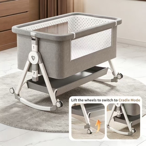 Berceau bébé mobile équipé d'un panier de rangement inférieur, conception spacieuse <span class=keywords><strong>pour</strong></span> les soins quotidiens du nouveau-né - Product Image 4
