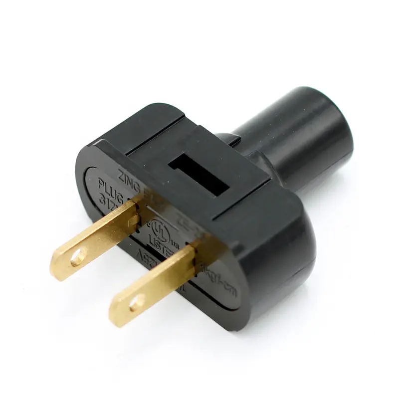 USA Standard 15A 125V 2 Pin Type L Black Electrical Rewireable American Power Plug