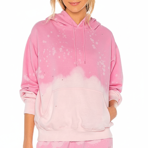 Conjunto de Sudadera Corta Informal de Punto con Estampado Personalizado, Talla Grande, Manga Abullonada, Cordón Ajustable, Cremallera, Tie Dye, Algodón, Estilo Inglés - Product Image 1