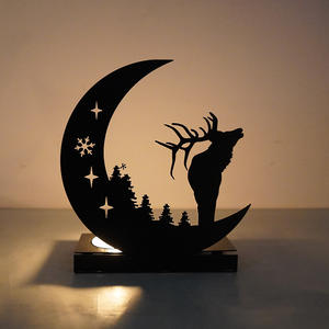 <b>Black</b> Iron Reindeer Creative Candle Holder <b>Christmas</b> <b>Decoration</b> Indoor Ambiance Ornament Candle Holder - Product Image 5