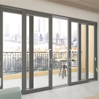 Puertas de vidrio corredizas de aluminio con rotura térmica de doble acristalamiento para entrada exterior de 3 paneles de gran tamaño comercial