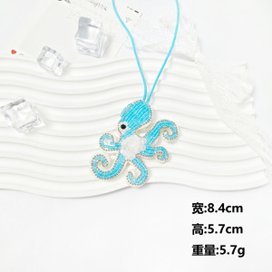 Pronto Estoque Handmade Rhinestone Frisado Shell Starfish Jellyfish Sea Horse Estrela Pendurado Corda Patches Crystal Bag Lanyard Patch - Product Image 6