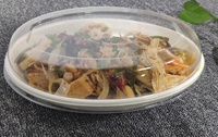 Couverture en plastique PET sans PFAS pour bol à burrito ovale de 32 oz, recyclable, transparente, durable, résistante à l'eau et à l'huile, certifiée LFGB ROHS