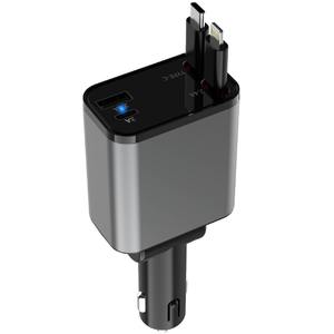 30W 50W Max Supersnelle Oplader Dubbele Intrekbare Kabels Multi-Protocol Type-C Auto Telefoonlader - Product Image 1