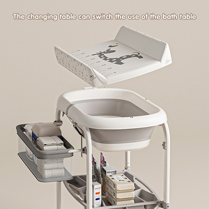 Mesa Plegable <span class=keywords><strong>para</strong></span> Cambiar Pañales y <span class=keywords><strong>Bañera</strong></span> 2 en <span class=keywords><strong>1</strong></span>, con Ruedas Universales Bloqueables - Product Image 2