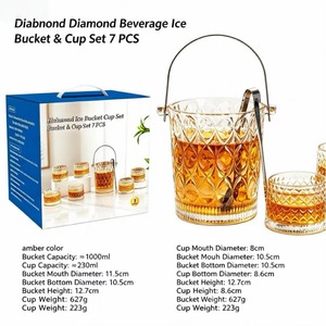 Ensemble de 7 pièces <span class=keywords><strong>XO</strong></span> Ice Bucket, design classique, verre sodocalcique, portable, durable, capacité de 1000 ml, verre à whisky, pince à glaçons, pour bar et fêtes - Product Image 4