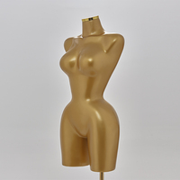 Mannequin de Buste Femme Économique Peint Or, pour Robes de Soirée, Mannequin Adultes BBL pour Présentation de Vêtements