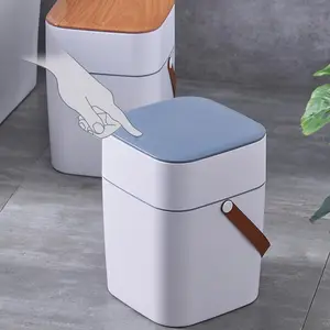 Pattumiera portatile di tipo push per uso domestico con coperchio soggiorno bagno wc e cestino di carta per camera da letto da cucina di grande capacità