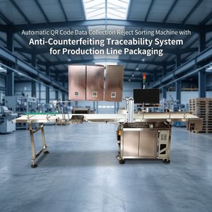 Machine intégrée de tri et de rejet automatique par reconnaissance de codes QR par vision IA, rejetant les produits défectueux par correspondance de données - Product Image 1