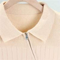Nouveau cardigan en tricot à fermeture éclair et revers pour femme, mode française, printemps et automne