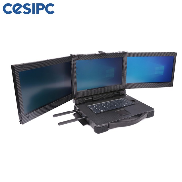 15.6 Inch I7-10870H Portable Triple Screen Industrial Rugged Laptop Win10/Linux Three Screen Rugged Notebook Manufacturer