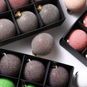 Nouvel ensemble de boules de Noël en plastique faites à la main, texturées, modernes, simples, imprimées en couleur, pour décorations d'arbre de Noël - Product Image 2