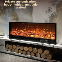 Cheminée Électronique Encastrée avec Simulation de Flamme de Bois, Armoire Chauffante Décorative, Éclairage d'Ambiance pour Salon et Maison