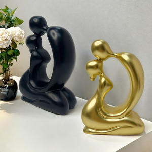 Figurine sculptée en résine époxy abstraite de couple enlacé, style nordique, pour salon, ornement créatif pour meuble TV ou cave à vin - Product Image 1