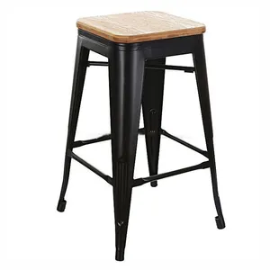 Modern Counter Kitchen Bar Chair Stackable Colors Painting Iron Metal Tolix Restaurant Bar Stools