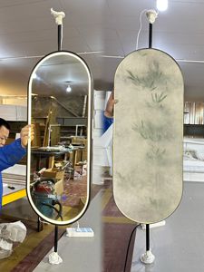 กระจกลอยปรับระดับได้ระดับไฮเอนด์ทันสมัยพร้อมไฟ LED แสดงเวลารูปทรงกระจกส่วนบุคคลสำหรับใช้ในห้องน้ำโรงแรม - Product Image 5