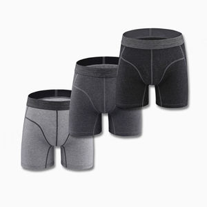 Label privé Boxer slip gris longue jambe Sport Gym Fitness double poche coton hommes caleçons et boxeurs pour hommes de haute qualité - Product Image 2