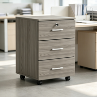 Armoire de classement mobile à 3 tiroirs avec roulettes verrouillables, finition grain de bois, pour bureau, maison ou école