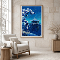 Impression sur toile de paysage de château japonais avec fleurs de cerisier, art mural japonais pour salon, bureau, hôtel, décoration traditionnelle et moderne