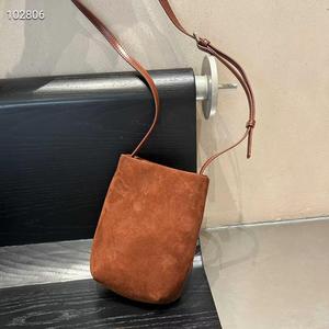 Ando <b>Bag</b> Split Cowhide <b>Leather</b> <b>Phone</b> Crossbody <b>Bag</b> Women Suede Finish Small Vertical Bucket Shoulder <b>Bag</b> - Product Image 5
