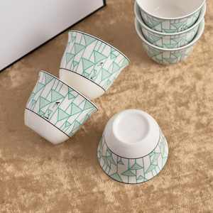 High Grade Bone China <b>Tea</b> <b>Cup</b> Set Red Diamond Or Green Triangle Pattern Ceramic Teacups With Gift Packaging - Product Image 4