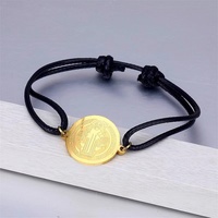 Bracelet Catholique Acier Inoxydable Plaqué Or 18K Bijoux St. benoît Vierge Marie Guadalupe Bracelet Réglable