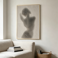 Art déco moderne, art mural abstrait 3D fait main de luxe, cadre doré avec base en MDF pour la décoration d'hôtel, de bureau et de maison