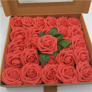 Di alta qualità 25 pz schiuma artificiale PE 8cm teste di Rose fiore con il ramo della madre san valentino decorazione di nozze - Product Image 1
