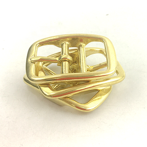 Boucles en laiton massif avec logo personnalisé Carosung Boucle de barre de talon avec étiquette privée Boucles à ardillon en laiton à <span class=keywords><strong>double</strong></span> barre centrale 1 "pour ceinture - Product Image 4