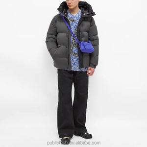 Doudoune Épaisse Personnalisée OEM 100 % Nylon Noire Vintage Imperméable Coupe-Vent à Capuche Zippée pour Homme - Product Image 3