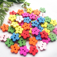 Boutons en bois naturel de 11 mm en forme de fleur de prunier, 7 couleurs vives, boutons à 2 trous pour vêtements d'enfants, artisanat DIY, sacs et décoration intérieure