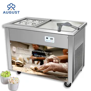 Máquina de helado suave comercial de una sola placa, máquina para hacer helados, máquina de yogur congelado, máquina para hacer rollos de helado frito