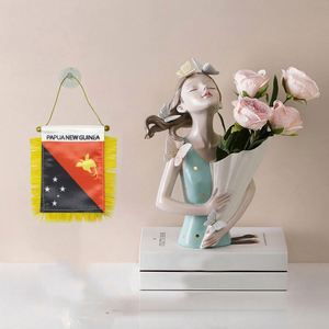 Custom Papua New Guinea Satin Mini Flag <b>Banner</b> with Yellow Tassels Digital Printed for Education Use - Product Image 2
