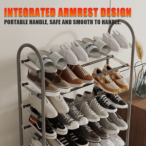 Étagère à chaussures simple multi-niveaux à 10 niveaux avec roulettes, montage facile, rangement domestique intérieur pour baskets et chaussures à talons hauts - Product Image 4
