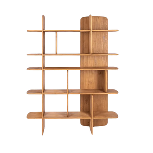 Étagère murale Luna en bois massif, style ferme et hôtel, avec rangement, multifonctionnelle, design moderne pour salon, texture bois naturel - Product Image 2