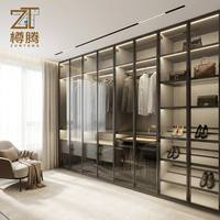 Armoires de Luxe Modernes et Durables pour la Maison, avec Cadre en Aluminium Noir LED, Penderie Personnalisée pour Chambre, Salon, Villa, Salle à Manger