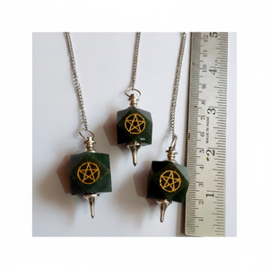 Vente en gros 15-25mm Hexagone Vert Aventurine Pendentif Collier Rhodium et Or Plaqué Laiton Argent Bijoux Fête des Mères Cadeau - Product Image 1