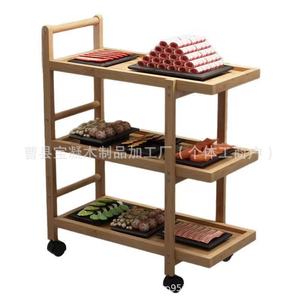 Wooden 3 Tier Kitchen Cart With Wheels Portable Storage Rack For Restaurant Use - Product Image 1