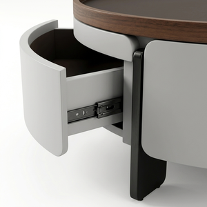 Elegant <b>Round</b> Full Solid Wood Tea Counter Smooth Circular Desktop Low Lounge Stand with Storage Frame - Product Image 4